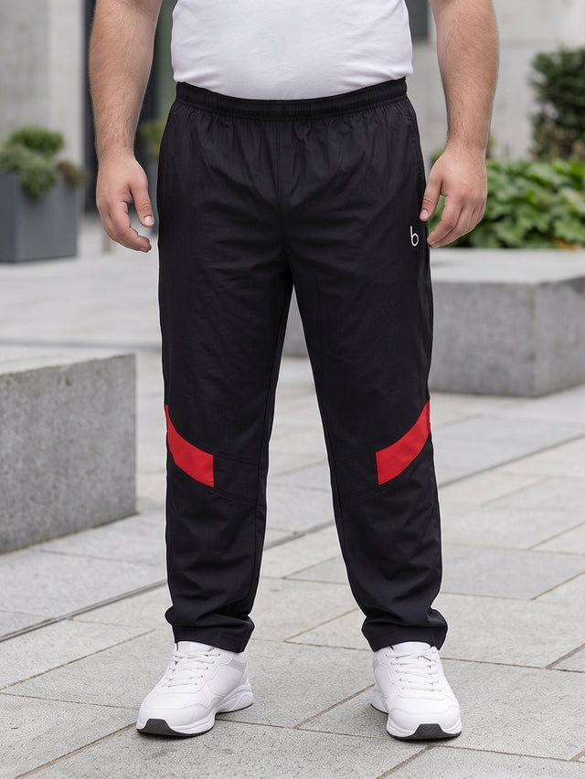 Men Plus Size Nightvault Black Solid Trackpants