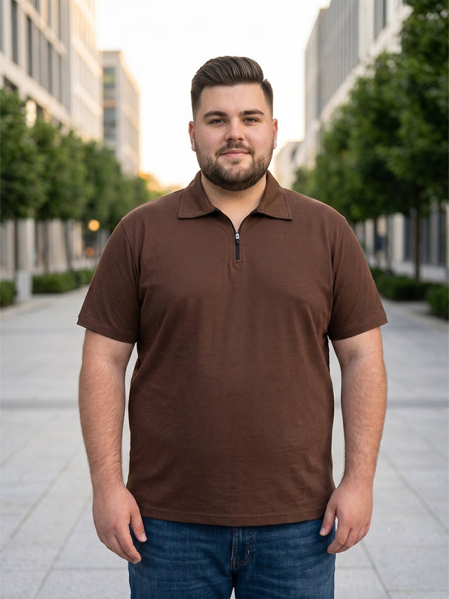 Men Plus Size Volzair Brown Polo Tshirts