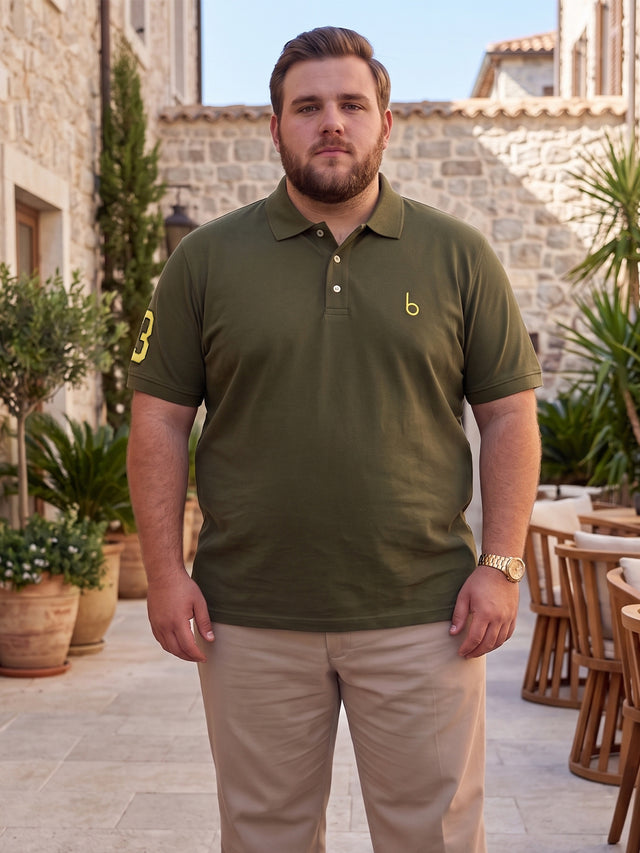Men Plus Size Aura-Olive Solid Dark Olive Polo Men Tshirt
