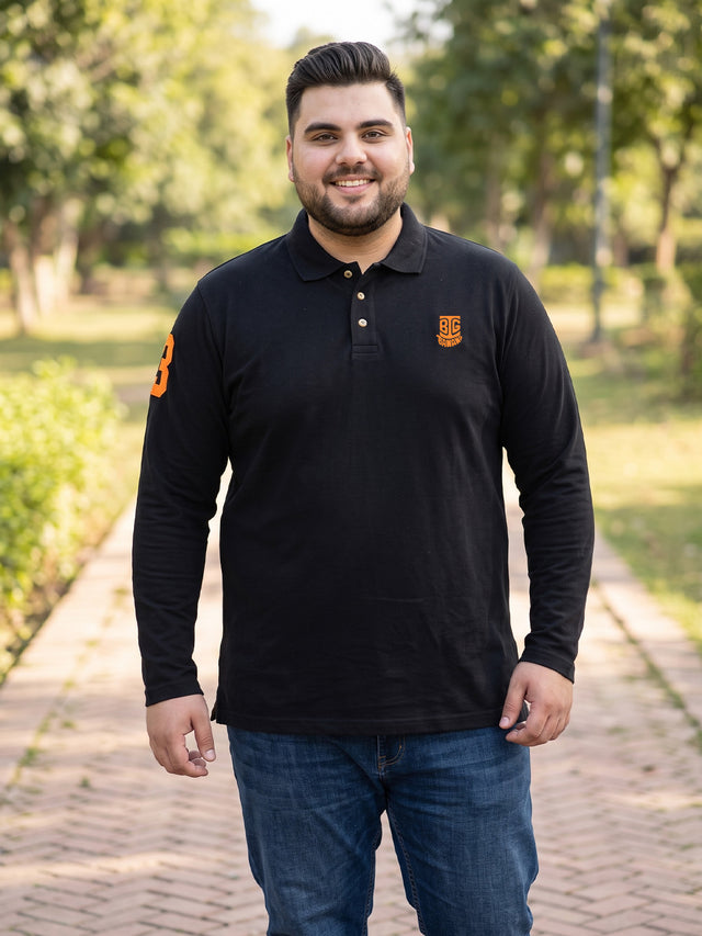 Men Plus Size Scalar Solid Polo Tshirt