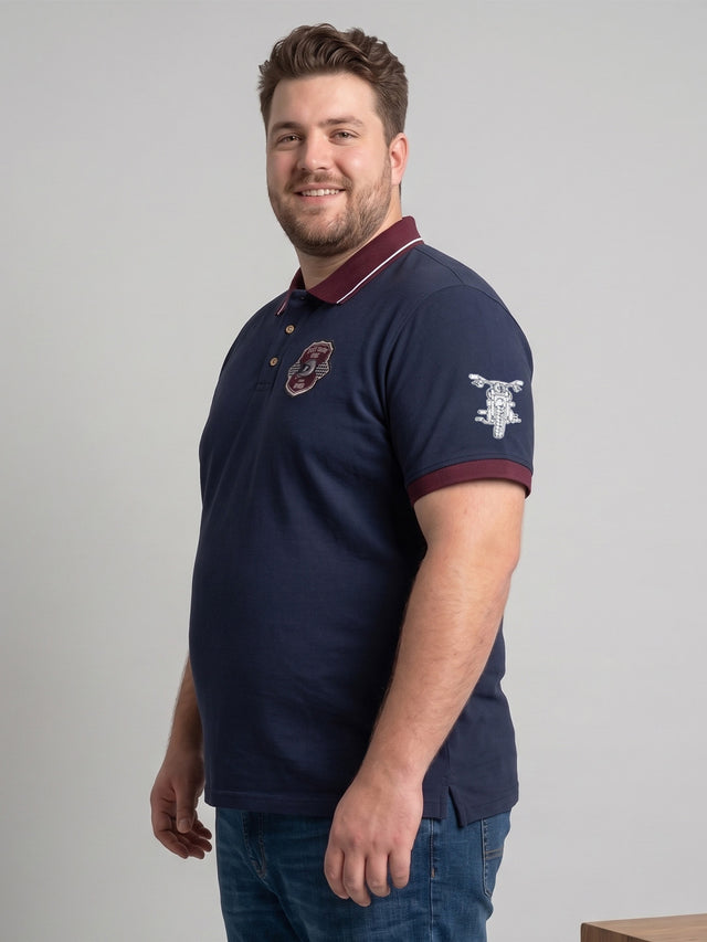 Men Plus Size Powernest Navy Blue Solid Polo
