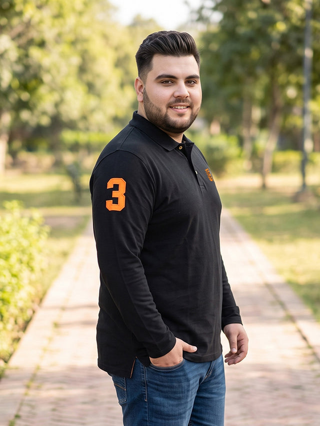 Men Plus Size Scalar Solid Polo Tshirt