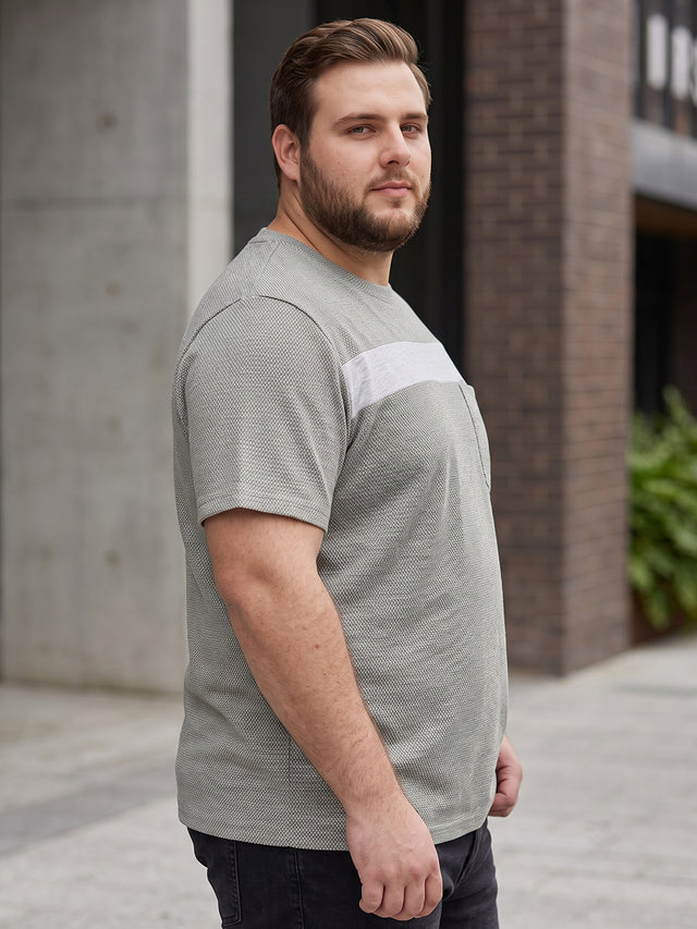 Men Plus Size Titanium Textured Round Neck Tshirt