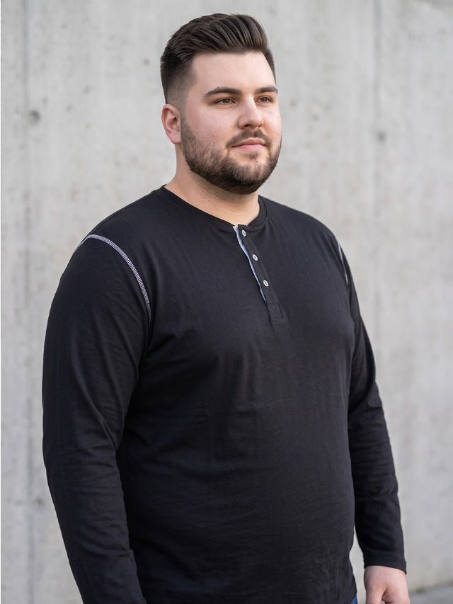 Men Plus Size Highway Solid Henley Tshirt