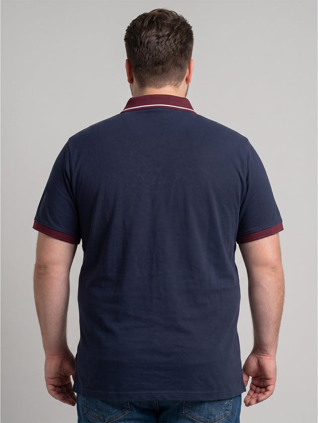 Men Plus Size Powernest Navy Blue Solid Polo
