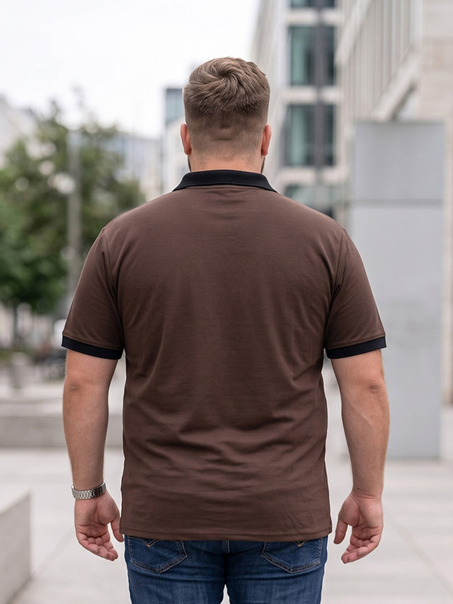 Men Plus Size Vitupera Brown textured Polo Tshirts