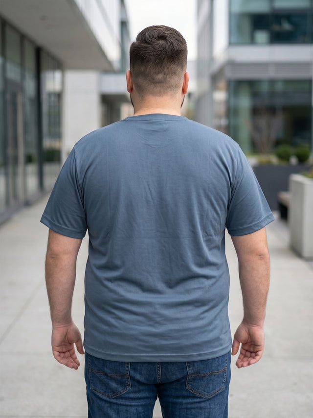 Men Plus Size Hiddenmist-Grey Solid Grey Round Neck Tshirt