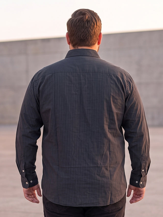 Men Plus Size Blackual Black Striped Shirts