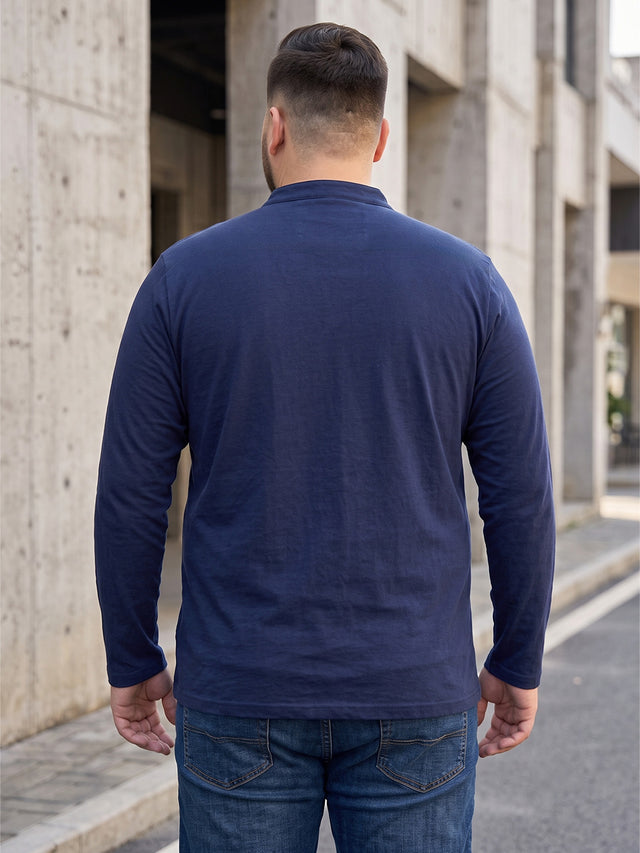 Men Plus Size Antonate Solid Henley Tshirt