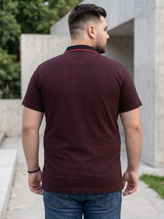 Men Plus Size Joy-Maroon Textured Polo Tshirt
