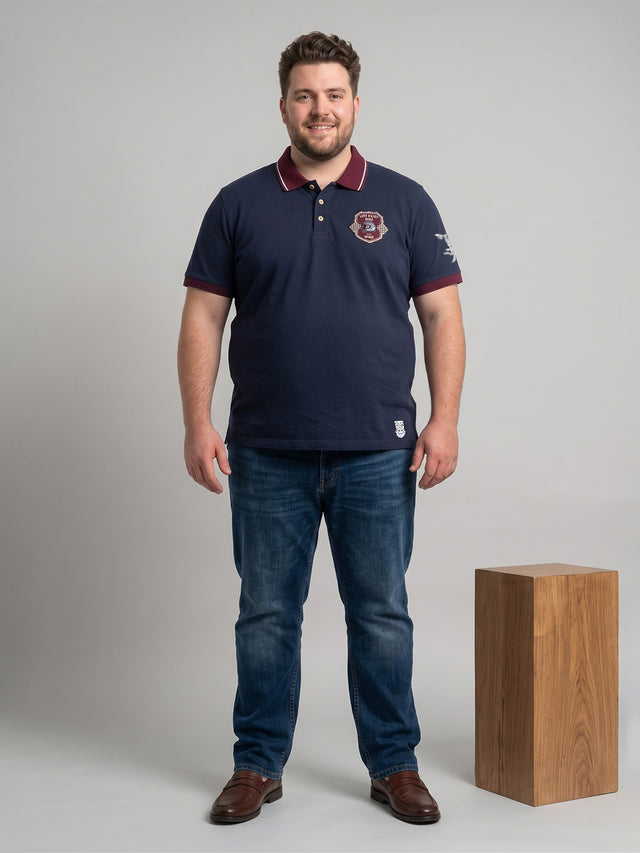 Men Plus Size Powernest Navy Blue Solid Polo