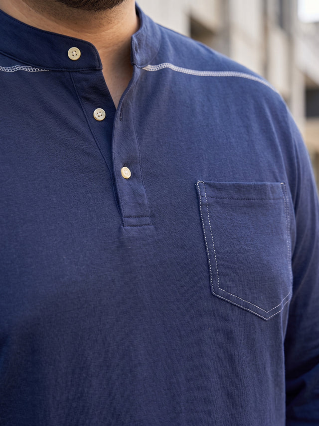 Men Plus Size Antonate Solid Henley Tshirt