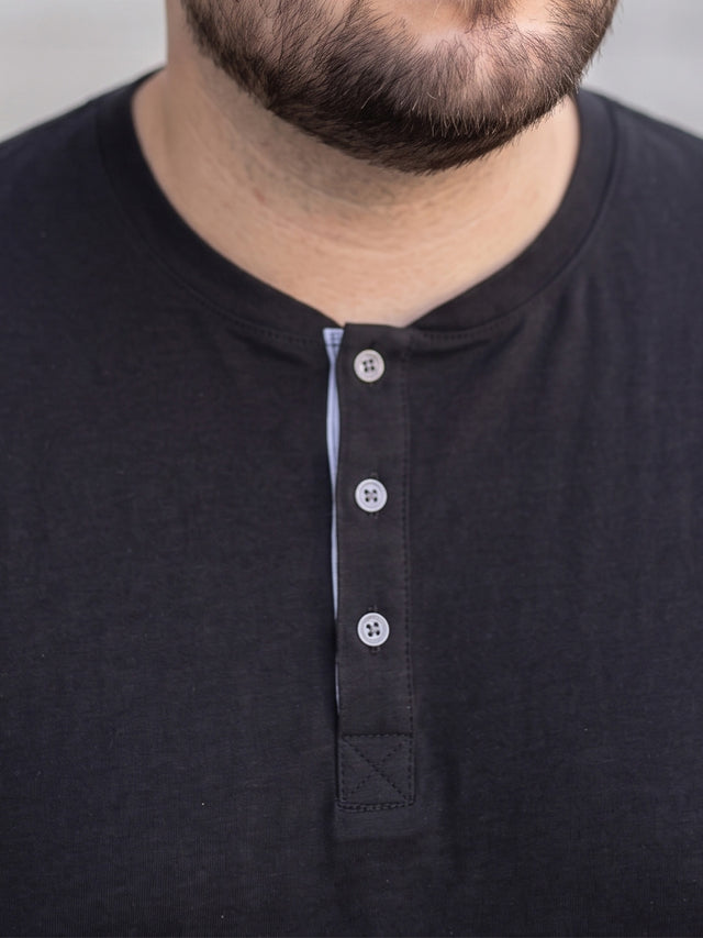 Men Plus Size Highway Solid Henley Tshirt