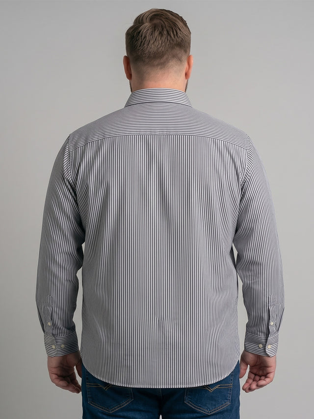 Men Plus Size Gunmetal Multi Striped Shirts