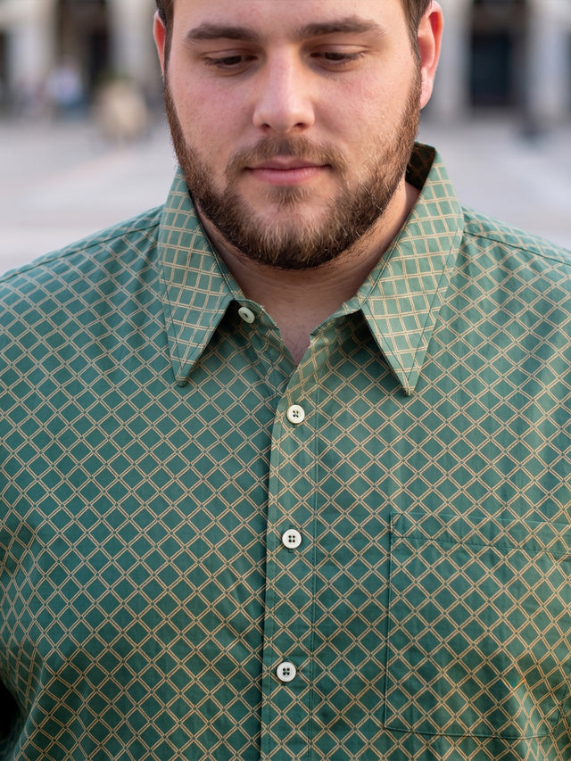 Men Plus Size Diamint Green Printed Shirts