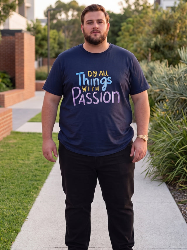 Men Plus Size Watt Printed Round Neck Tshirt