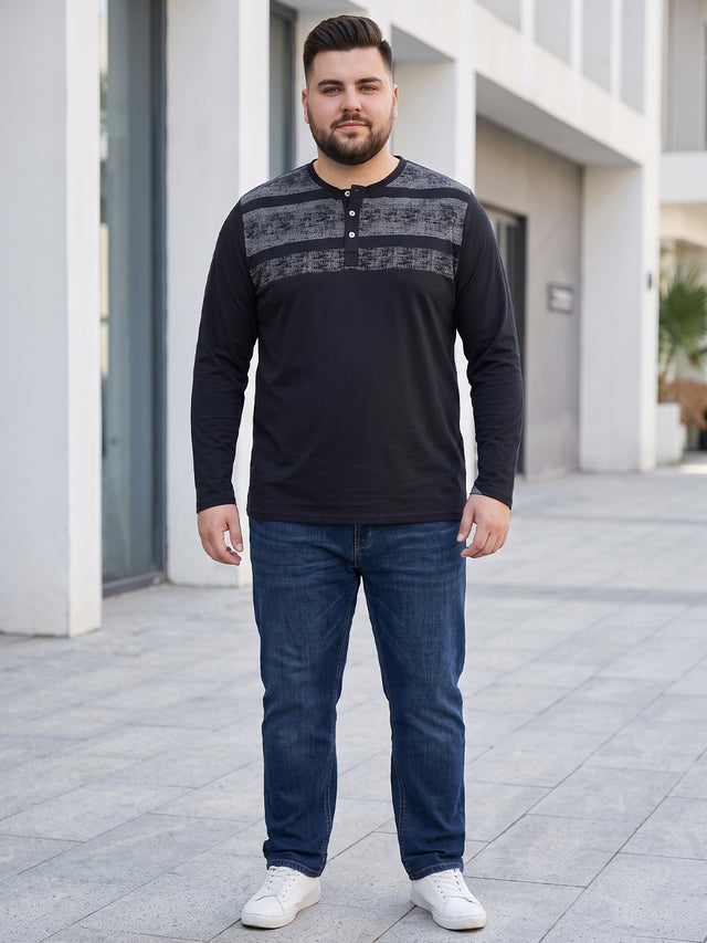 Men Plus Size Terrino Colorblock Henley Tshirt