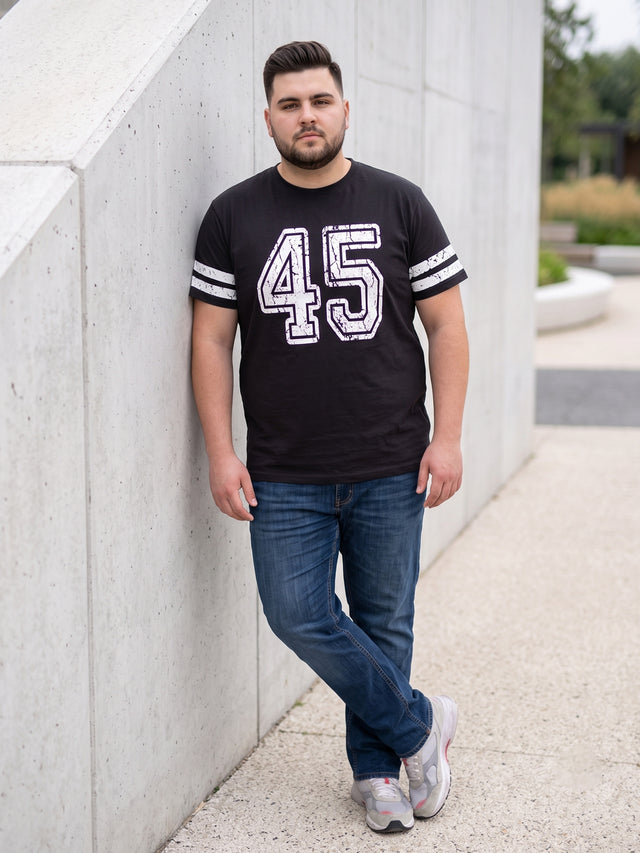 Men Plus Size Ambush Black Printed Round Neck Tshirts