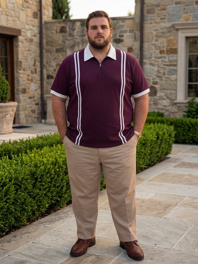 Men Plus Size Rexo-Maroon Maroon Textured Polo T-Shirt