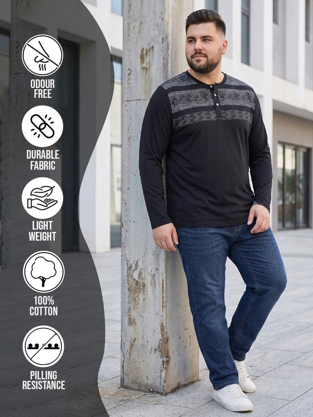 Men Plus Size Terrino Colorblock Henley Tshirt