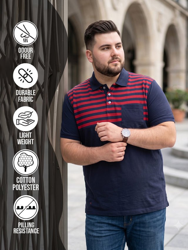 Men Plus Size Ripley Colorblock Polo Tshirt