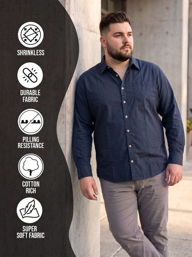 Men Plus Size Loungray Dark Grey Striped Shirts