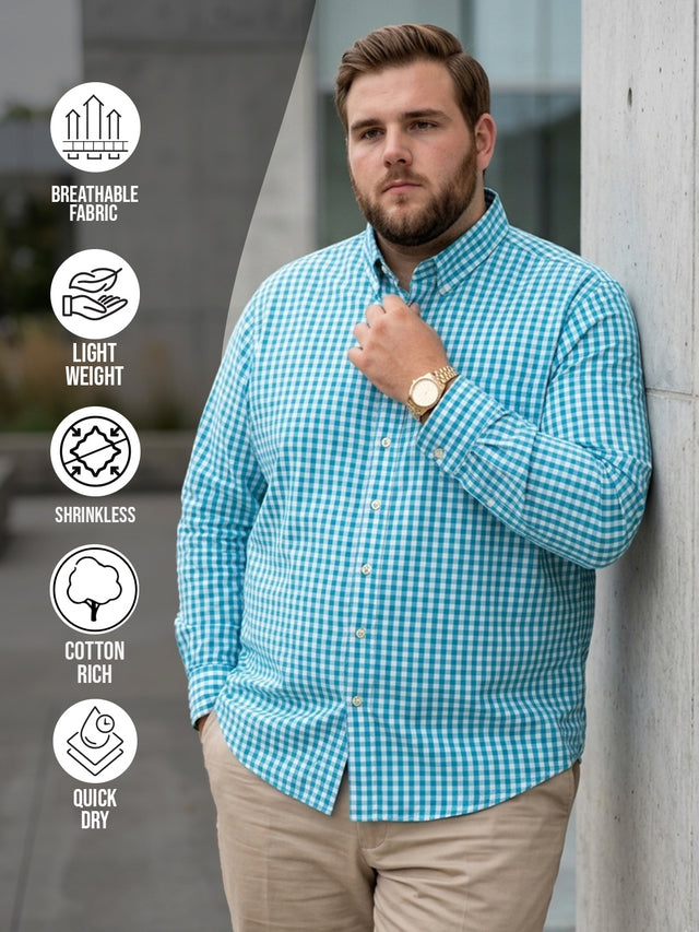 Men Plus Size Bran Multi Check Shirts