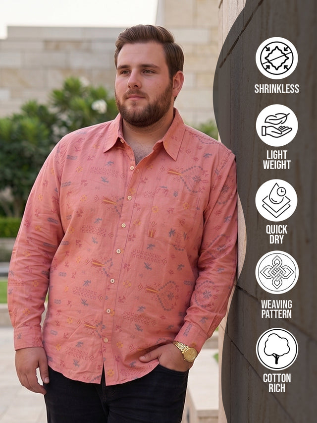 Men Plus Size Breezearrow Pink Abstract Shirts