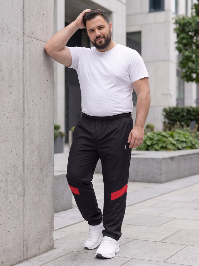 Men Plus Size Nightvault Black Solid Trackpants