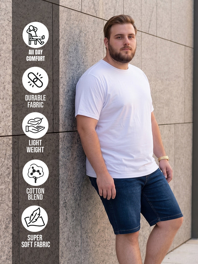 Men Plus Size Vigorous Navy Blue Solid Shorts