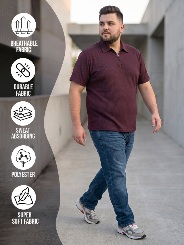 Men Plus Size Marqivo Wine Polo Tshirts