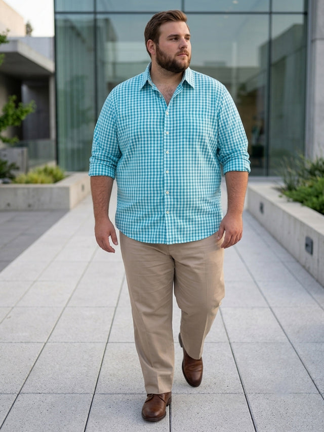 Men Plus Size Bran Multi Check Shirts