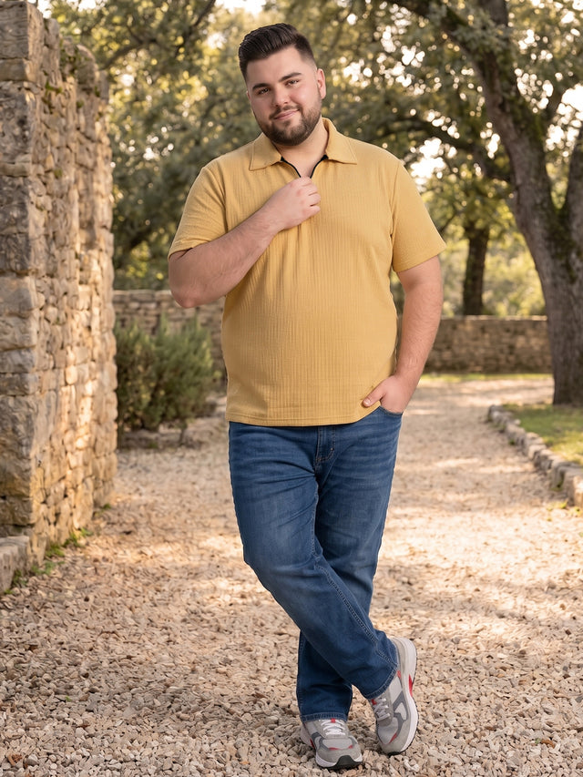 Men Plus Size Draxelo Beige Polo Tshirts