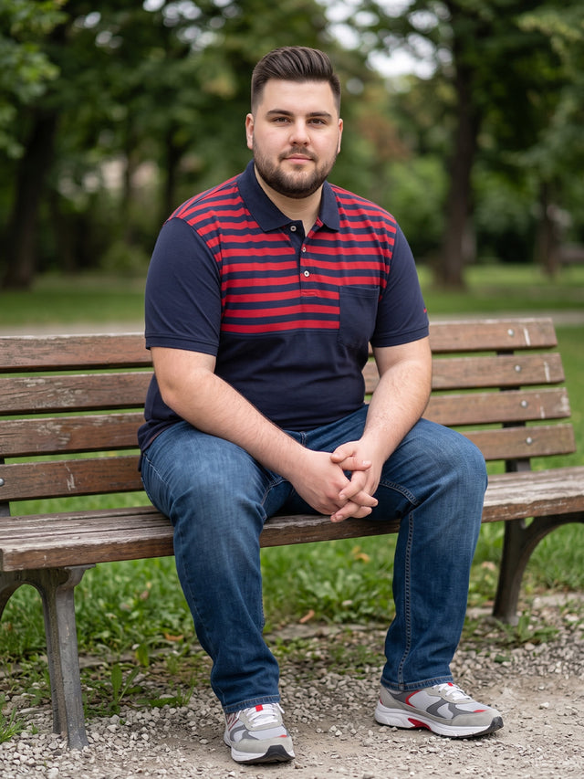 Men Plus Size Ripley Colorblock Polo Tshirt