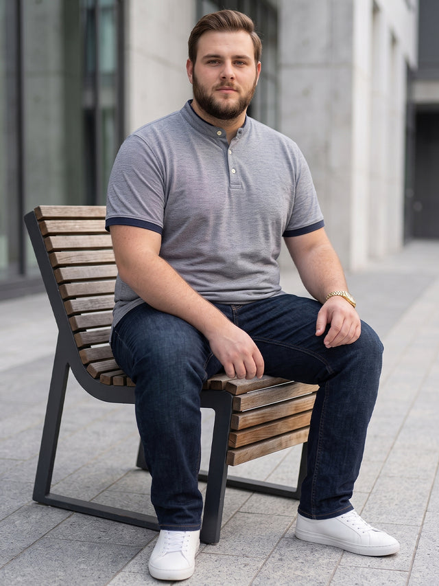 Men Plus Size Lazon Solid Henley Tshirt