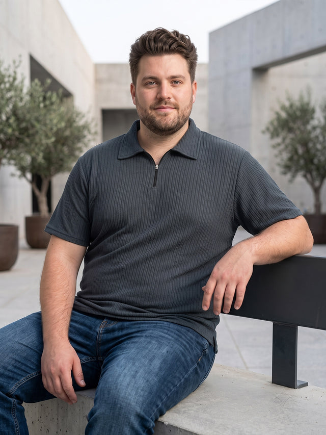 Men Plus Size Gravelo Charcoal Grey Polo Tshirts