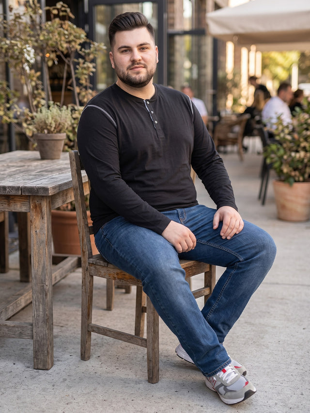 Men Plus Size Highway Solid Henley Tshirt