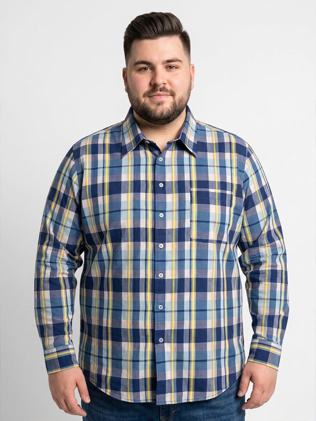 Men Plus Size Velquinn Multi Check Shirts