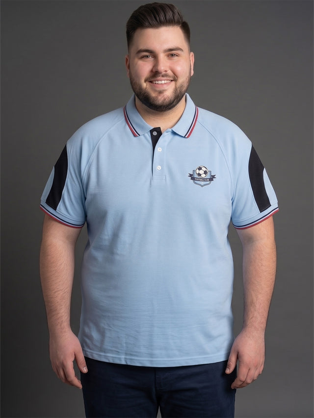 Men Plus Size Welkin Sky Blue Printed Polo