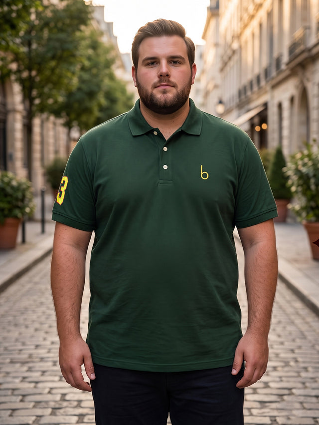 Men Plus Size Aura-BG Solid Green Polo Men Tshirt