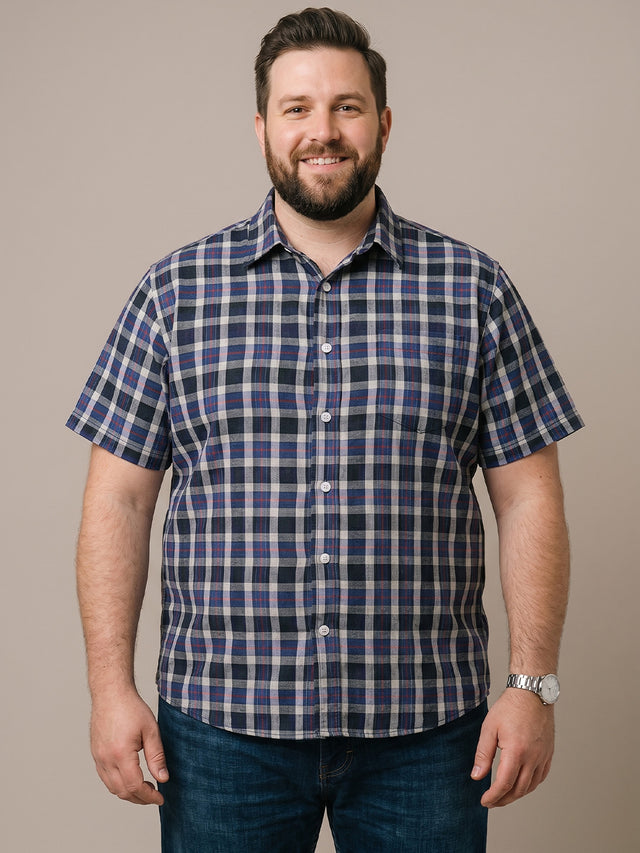 Men Plus Size Mirelix Multi Check Shirts