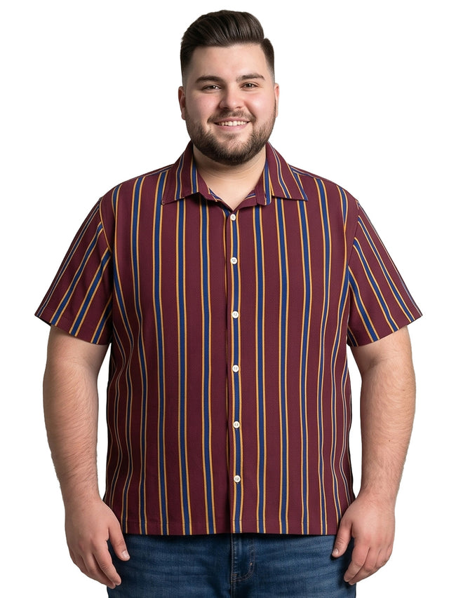 Men Plus Size Winewave Multi Striped Shirts