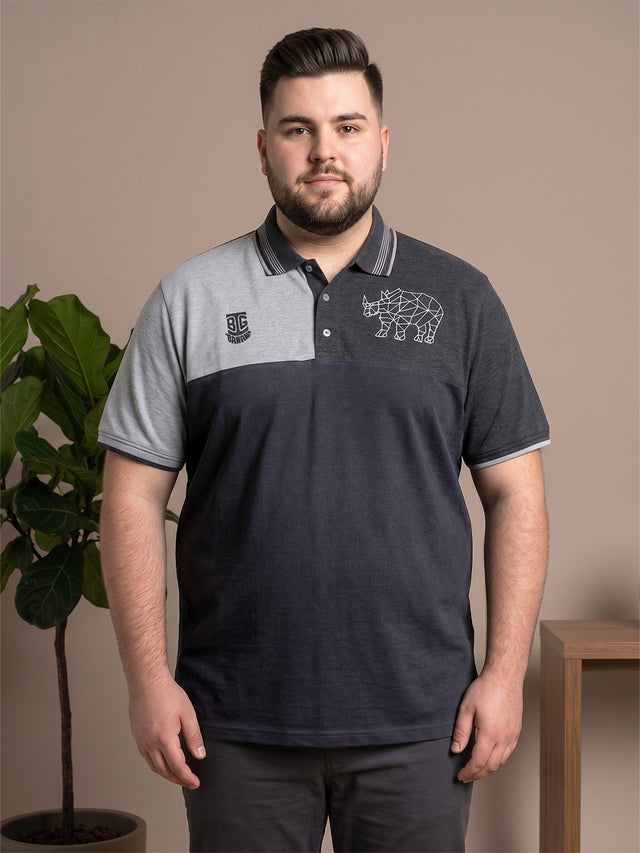 Men Plus Size Relent Colorblock Polo Tshirt