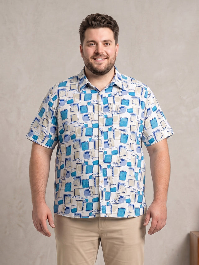 Men Plus Size Aquacube Multi Printed Shirts