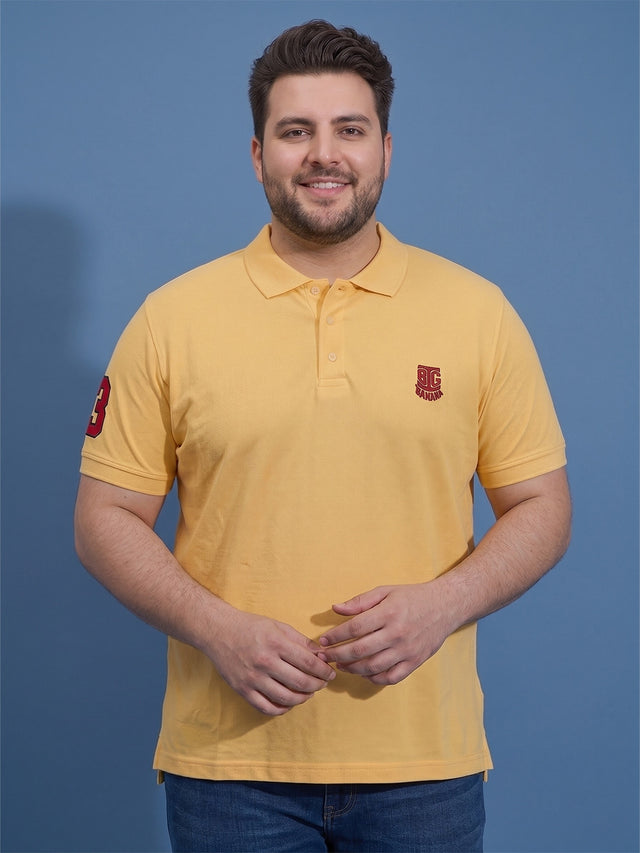 Men Plus Size Reliable Yellow Solid Polo
