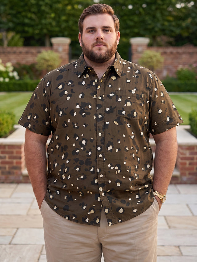 Men Plus Size Xzlum Floral Printed brown Shirt
