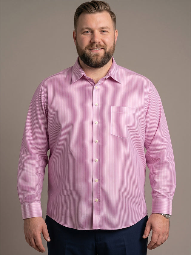 Men Plus Size Selrix Pink Striped Shirts