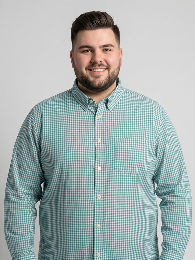 Men Plus Size Venzique Blue Check Shirts
