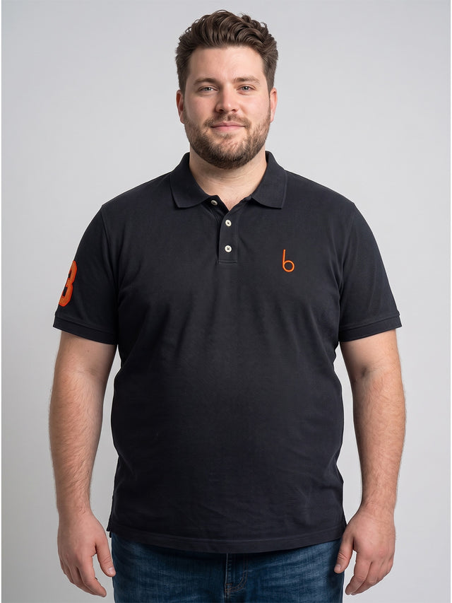 Men Plus Size Aura-Black Black Solid Polo