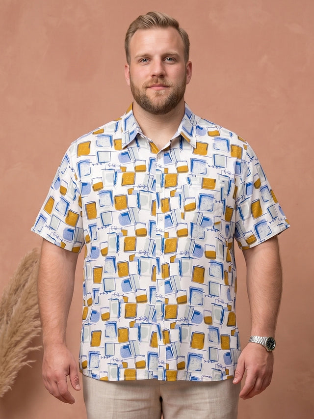 Men Plus Size Canvaspatch Multi Printed Shirts